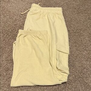 Cream Ribbed Joggers